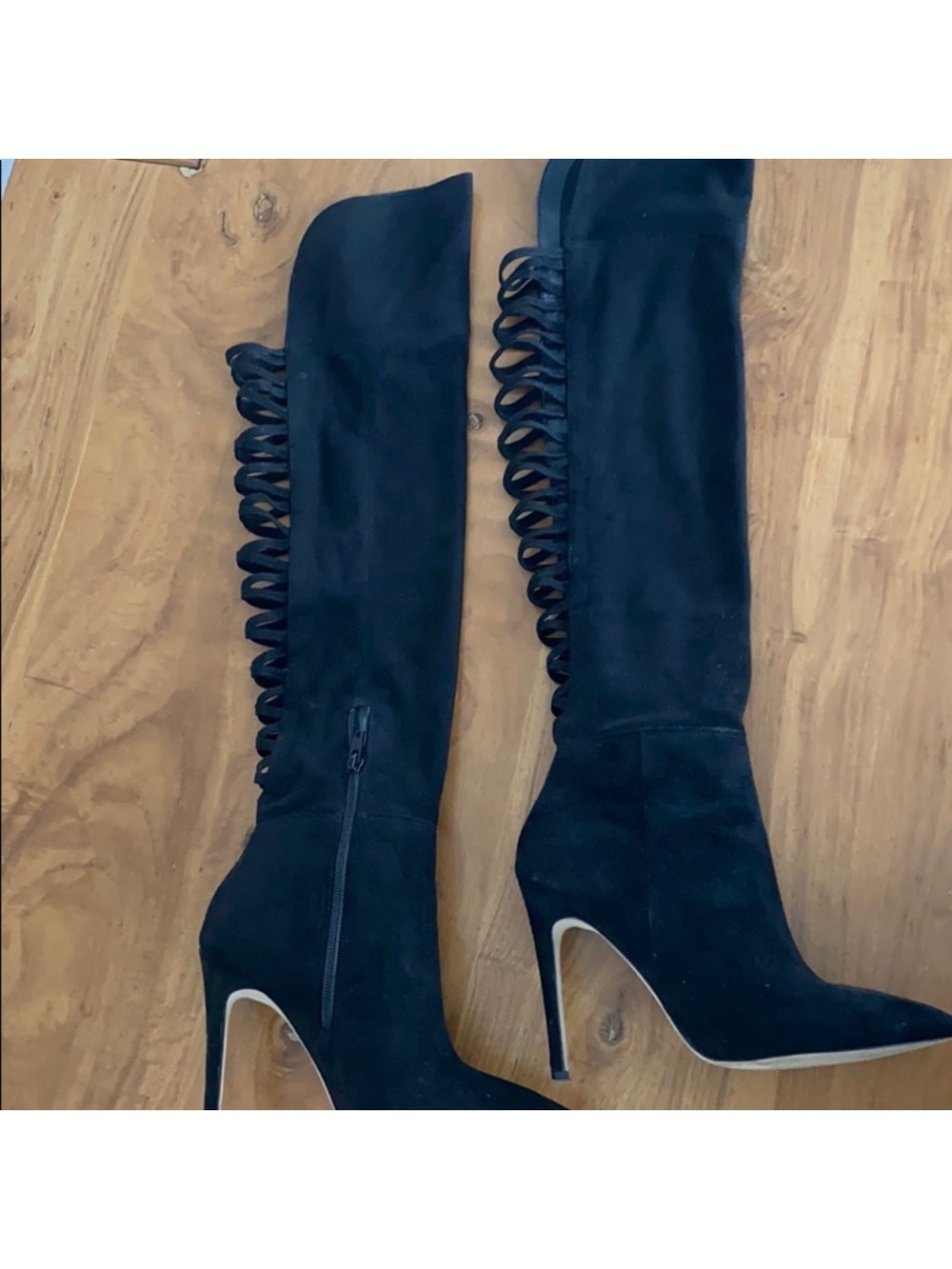 Aldo Black Over-the-Knee Lace-Up Stiletto Boots